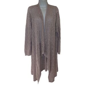 Torrid Womens Cardigan Sweater Open Front‎ Long Sleeve Duster Knit Tan Size 4